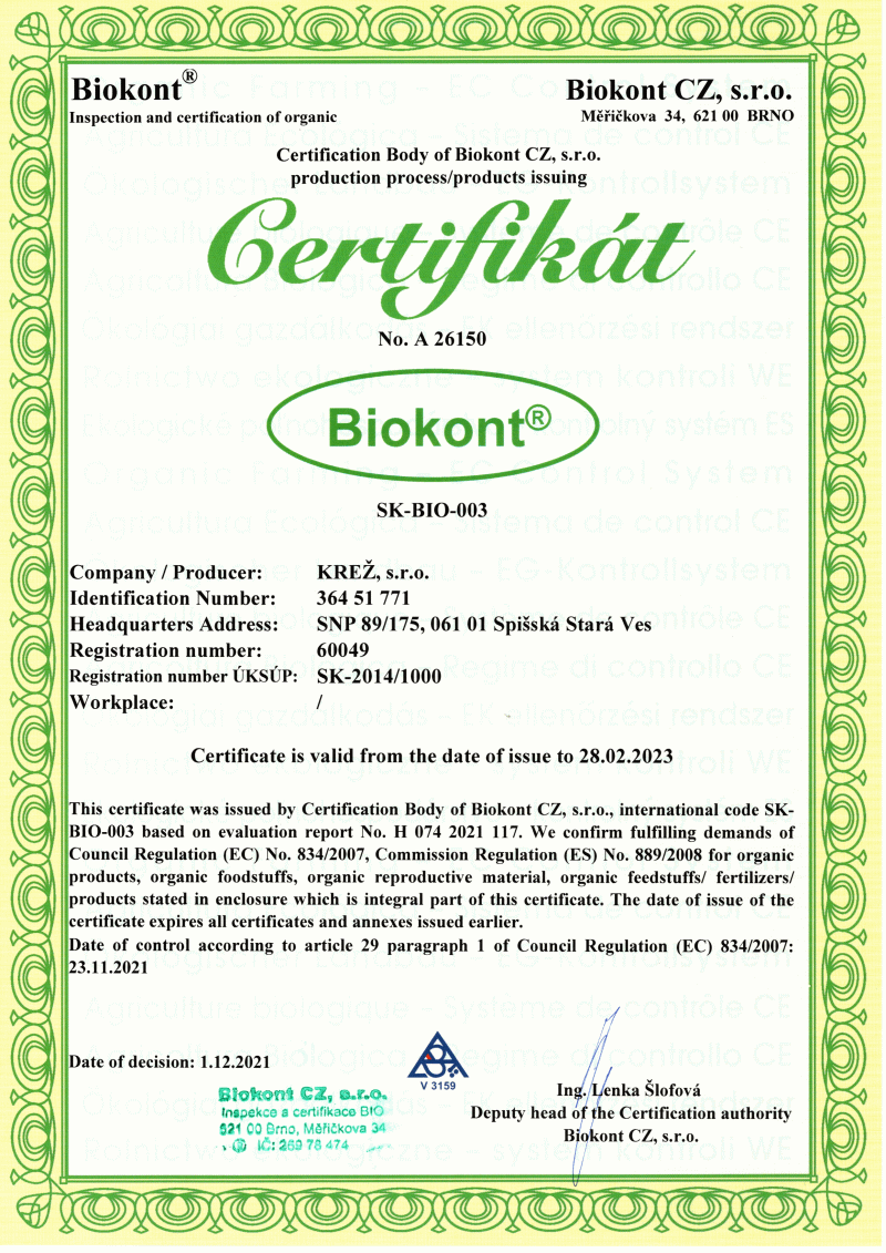 Organic Certificate EN valid until 28.02.2023